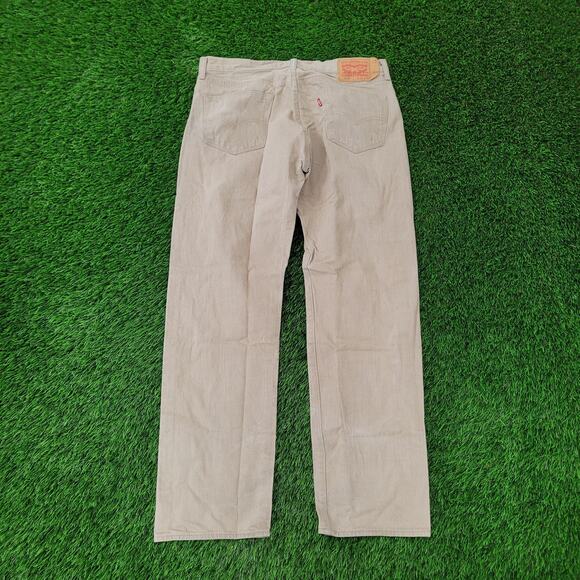 LEVIS 501 Button-Fly Straight Jeans 35x32 Beige - Picture 2 of 16